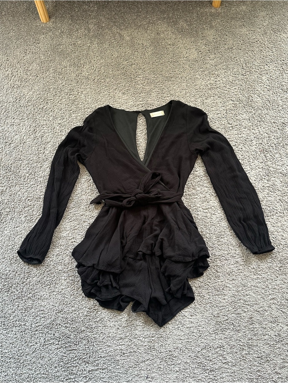 Altard State Black Long-Sleeve Short Romper